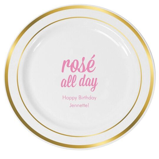 Rosé All Day Premium Banded Plastic Plates